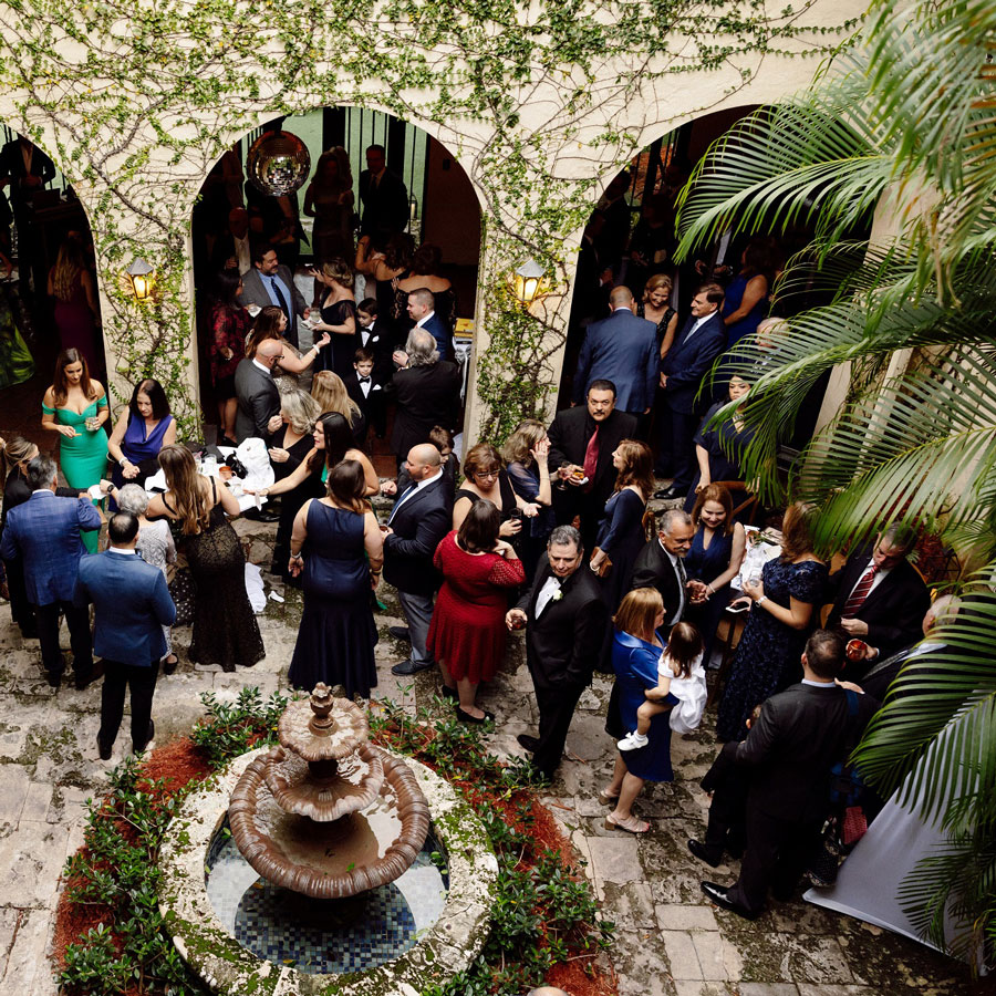 reception in open air courtyard